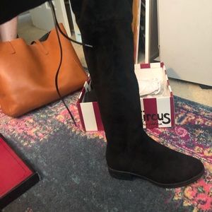 Over the knee black suede boots